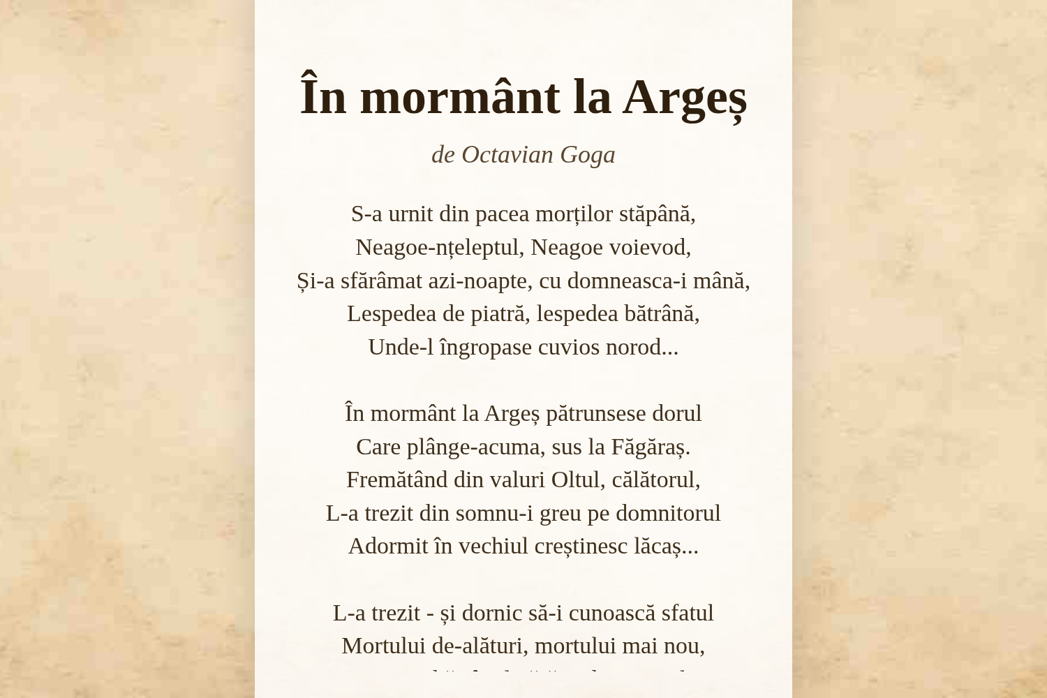 În mormânt la Argeș