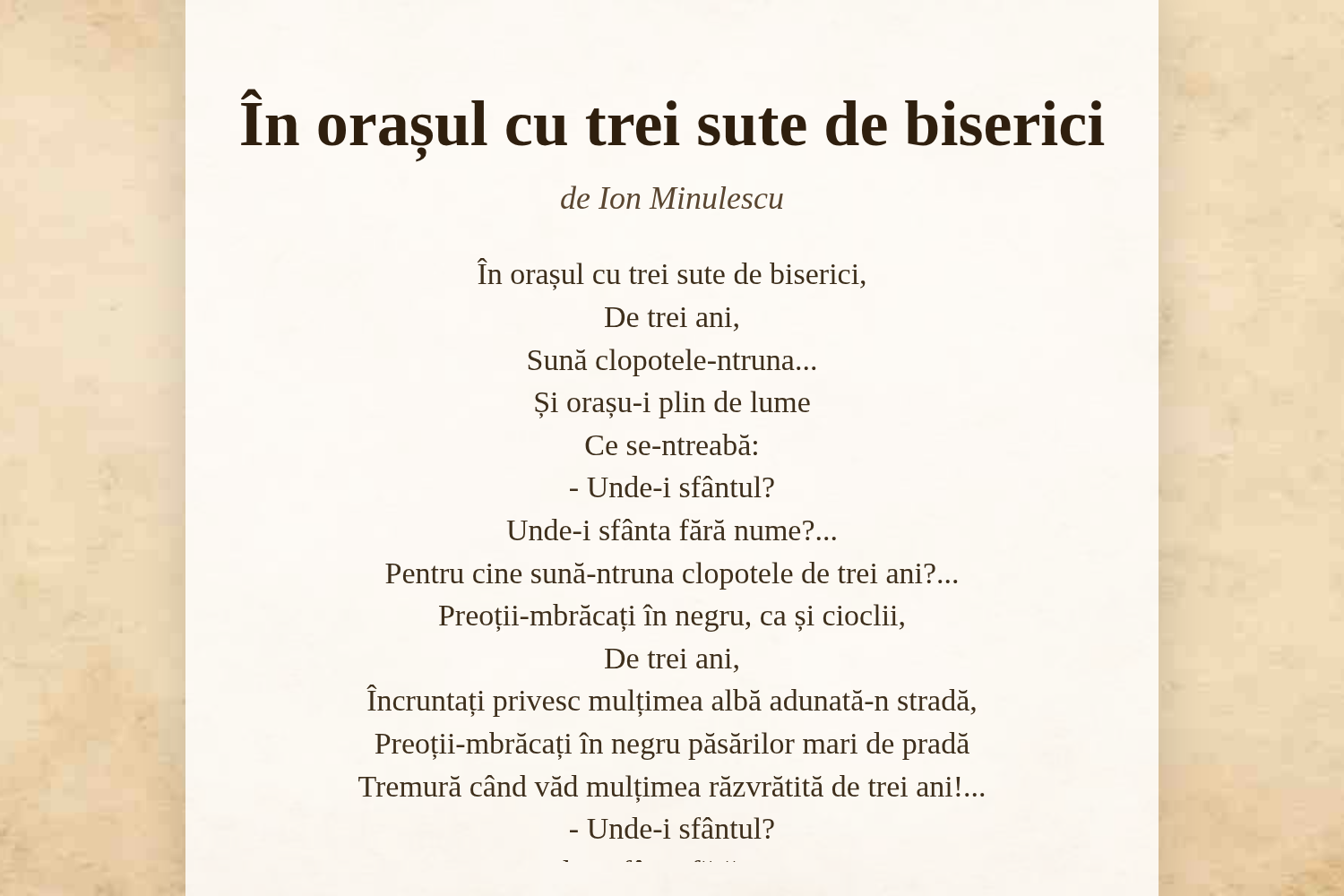 În orașul cu trei sute de biserici