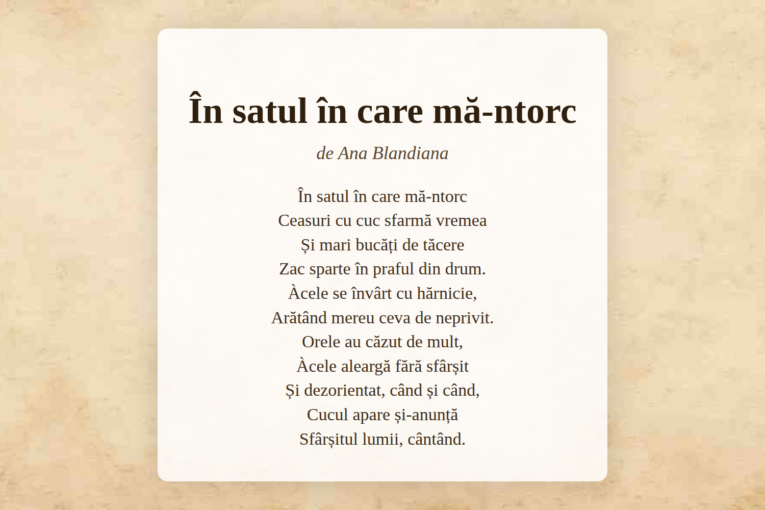În satul în care mă-ntorc