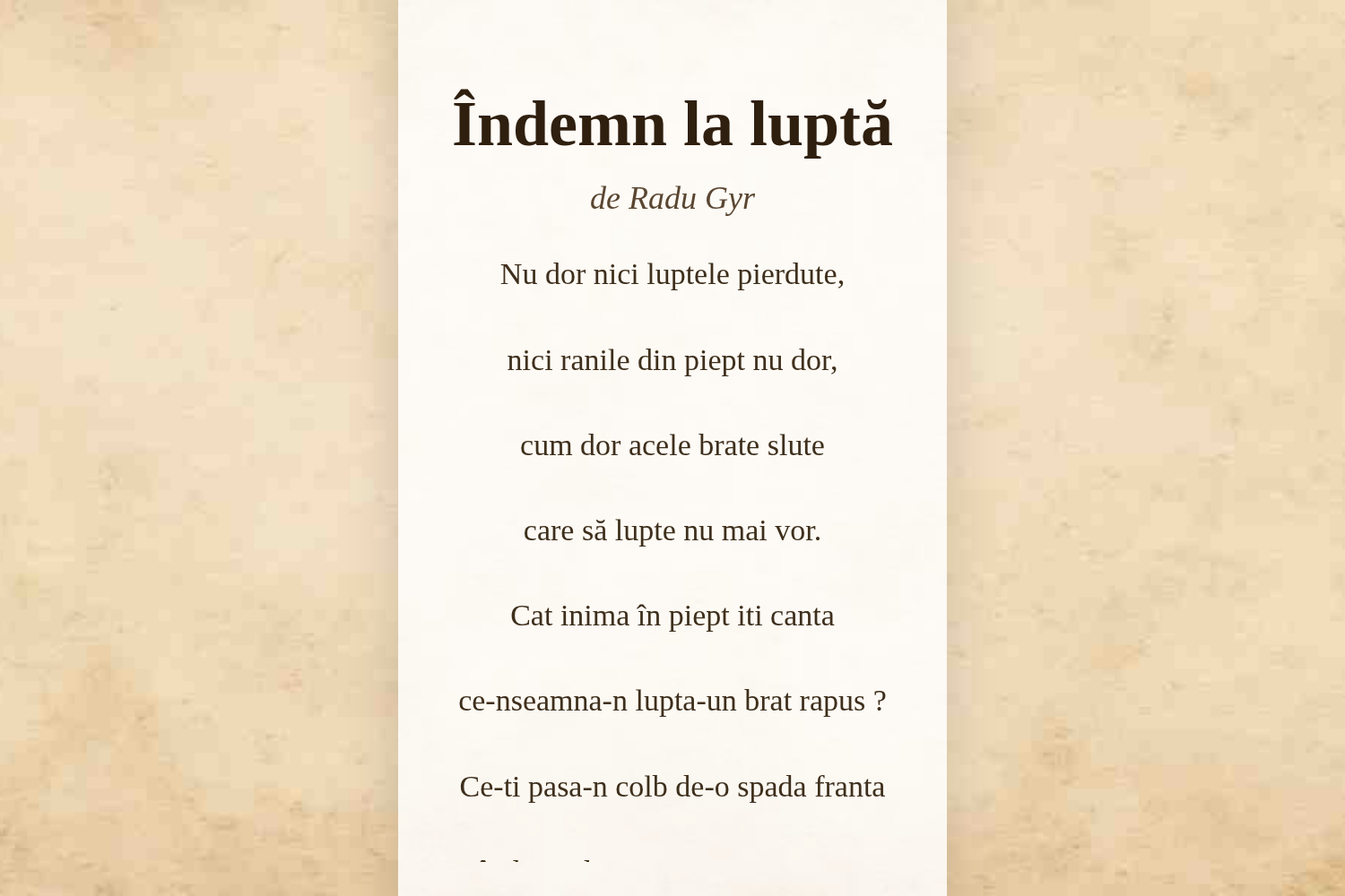 Îndemn la luptă