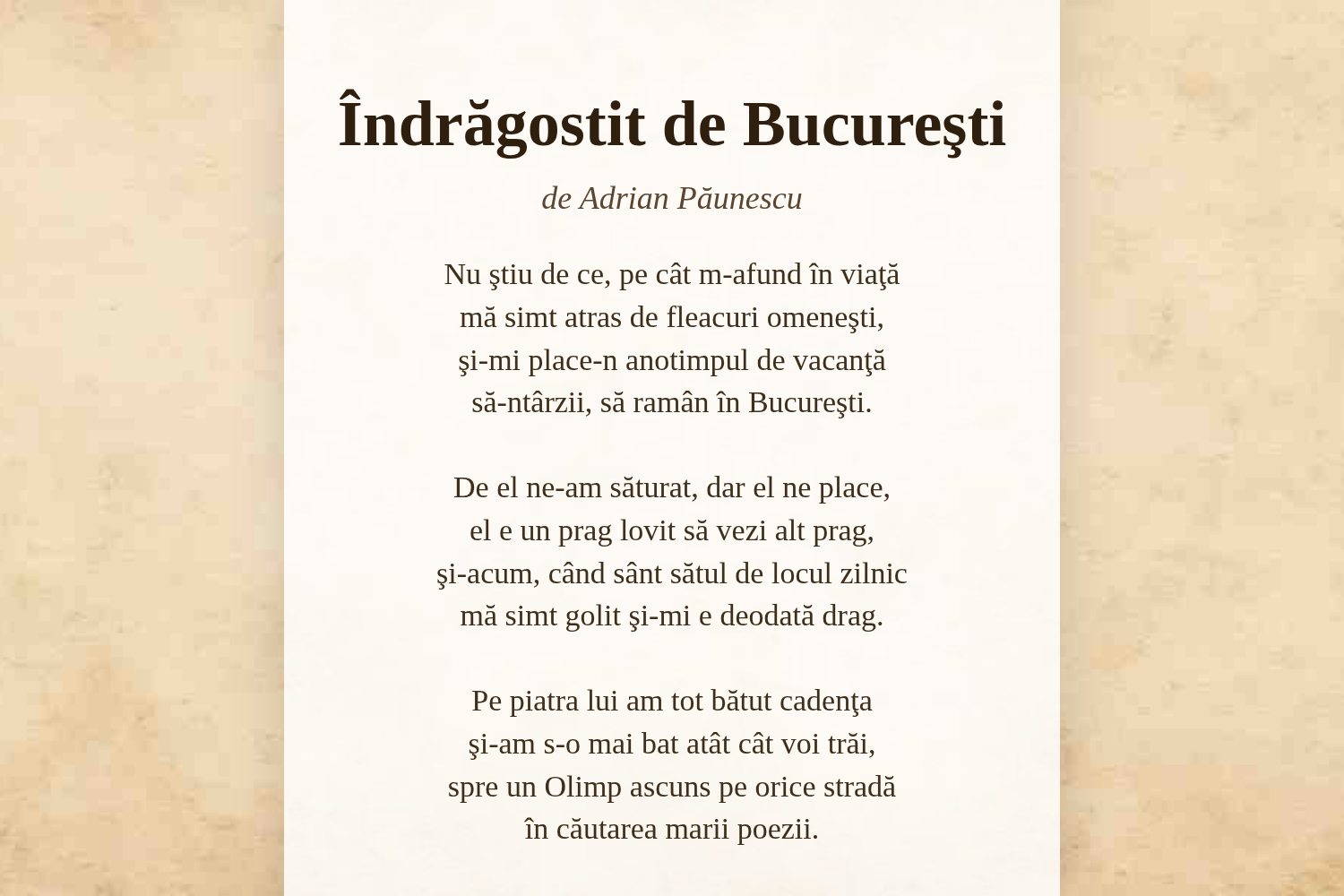 Îndrăgostit de Bucureşti