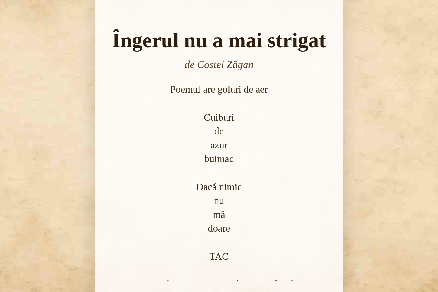 Îngerul nu a mai strigat