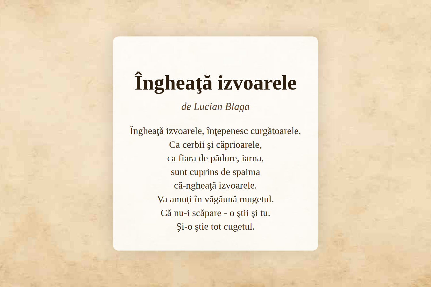 Îngheaţă izvoarele
