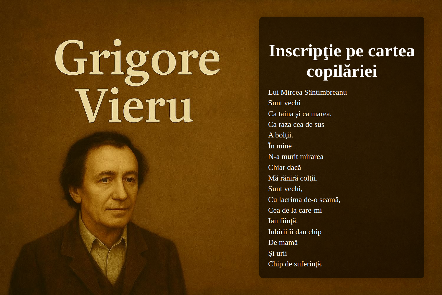 Inscripţie pe cartea copilăriei
