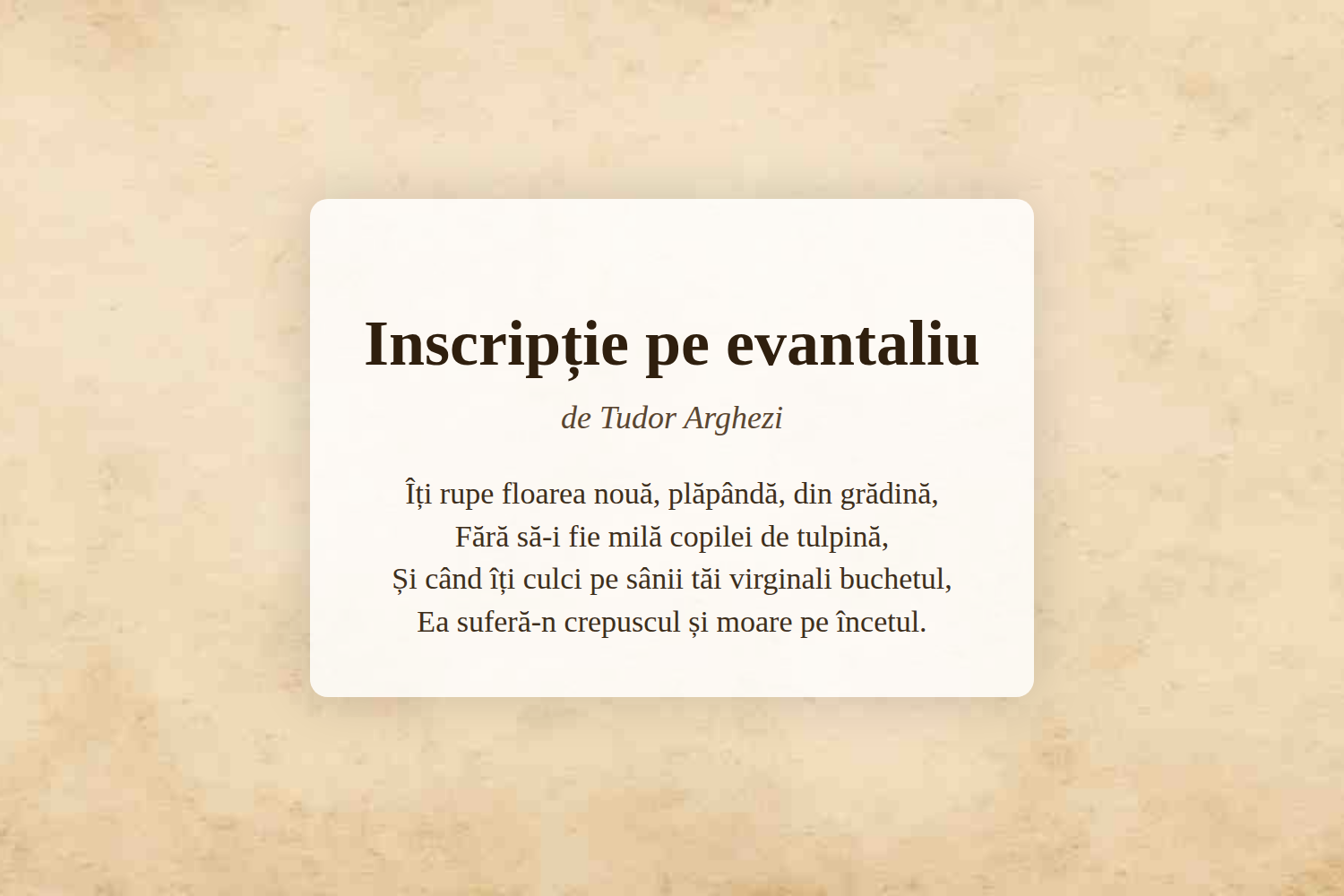 Inscripție pe evantaliu