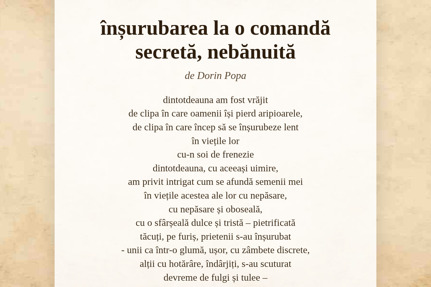înșurubarea la o comandă secretă, nebănuită