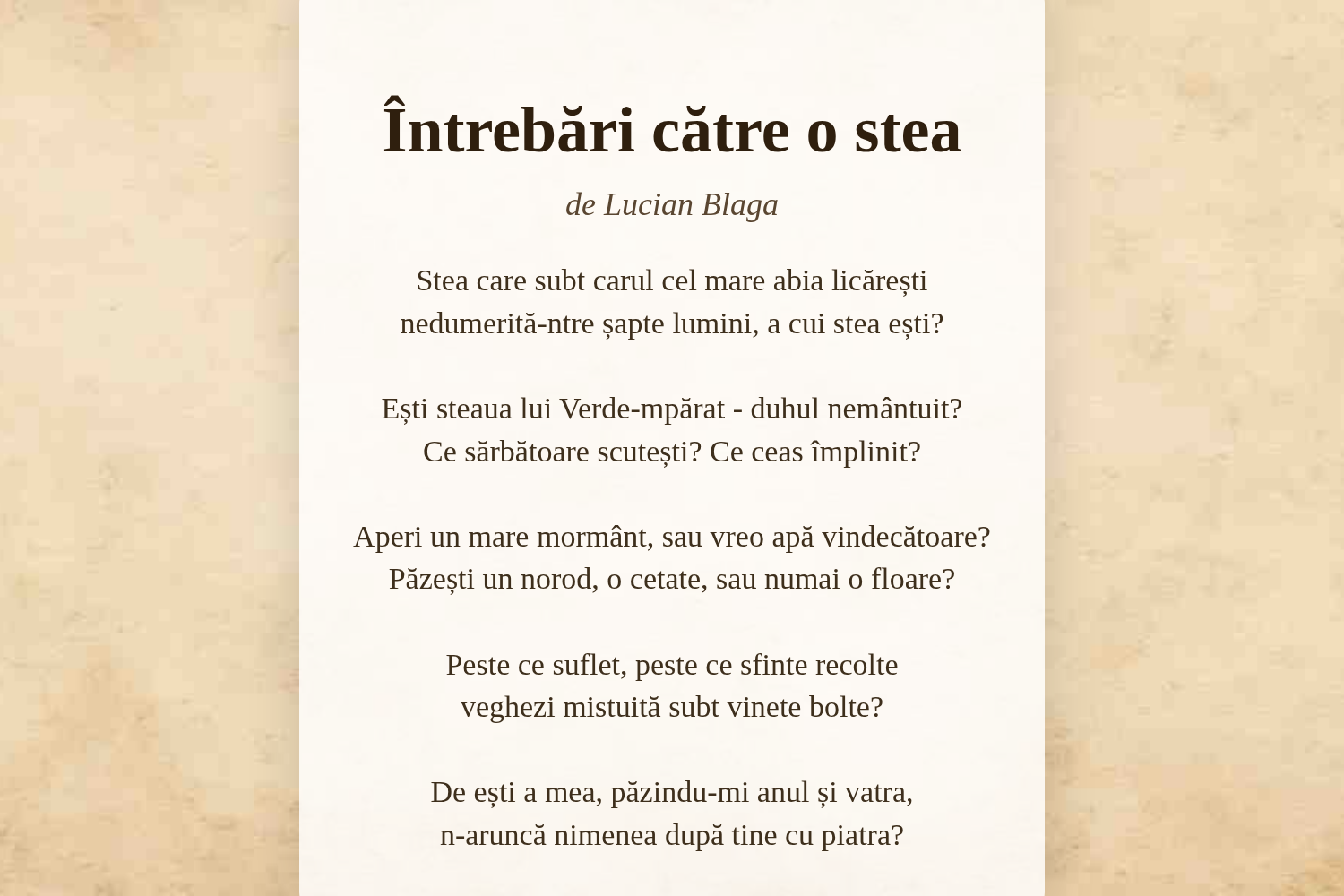 Întrebări către o stea