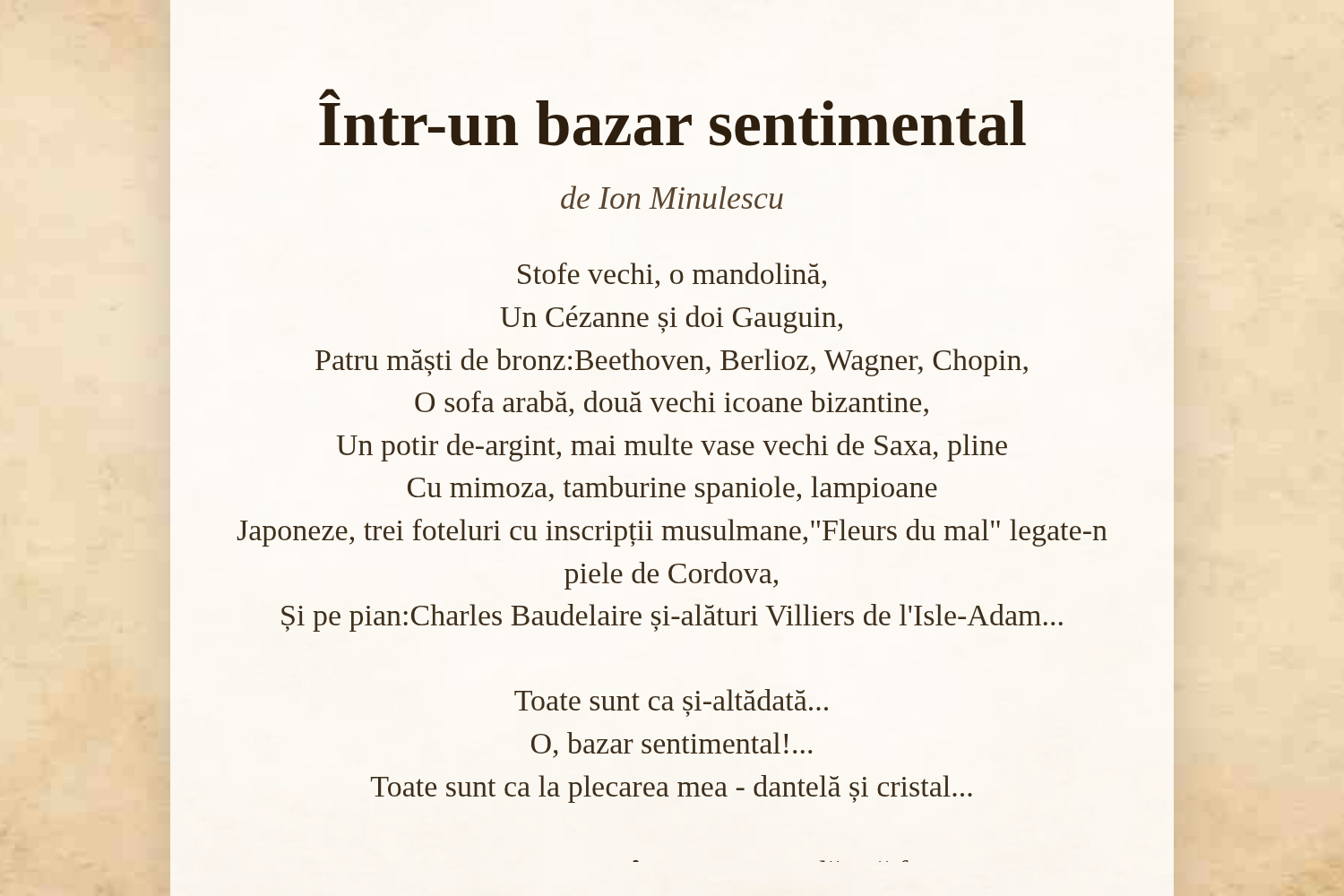 Într-un bazar sentimental