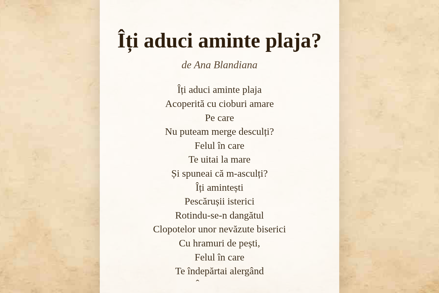 Îți aduci aminte plaja?