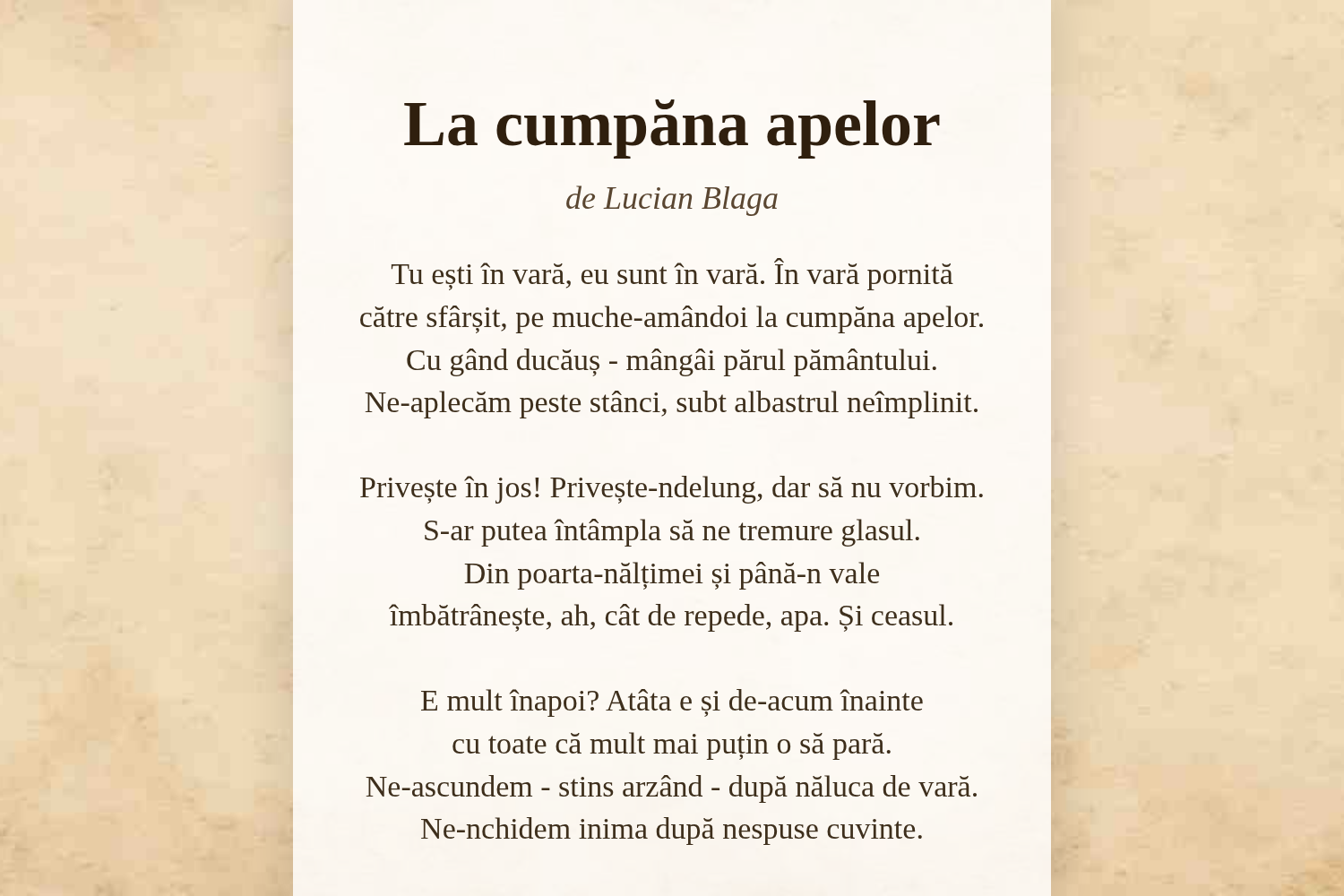 La cumpăna apelor