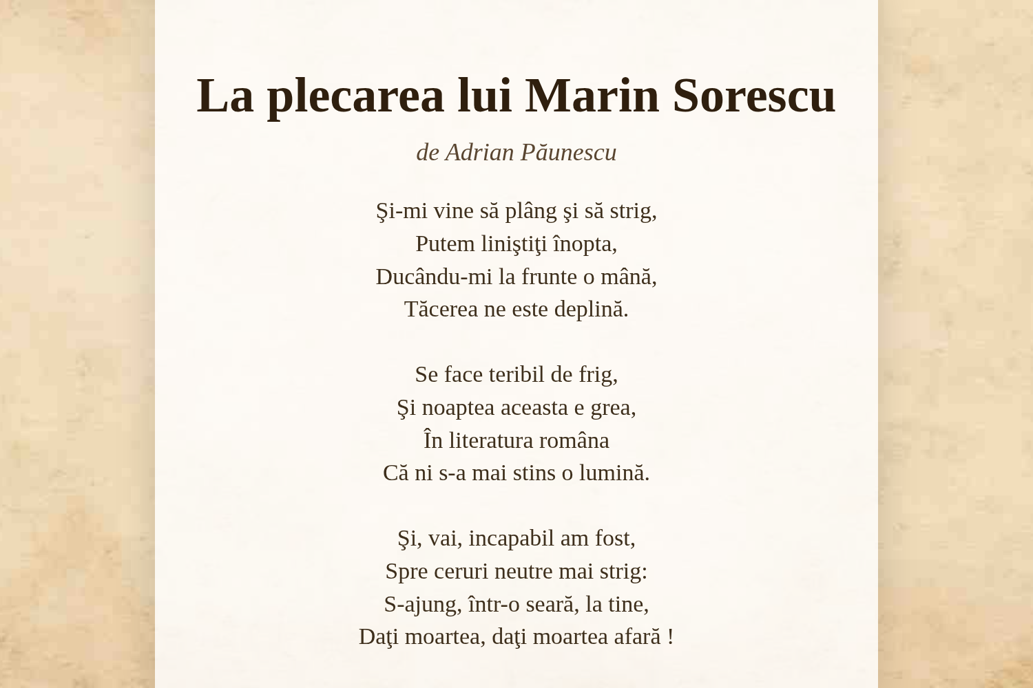 La plecarea lui Marin Sorescu