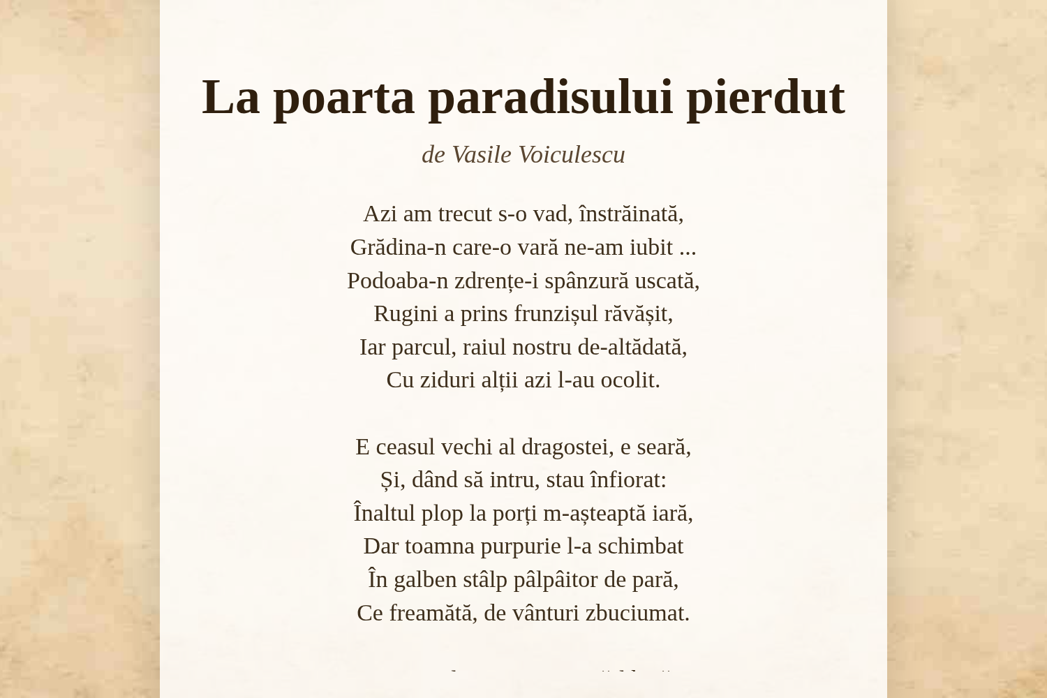 La poarta paradisului pierdut