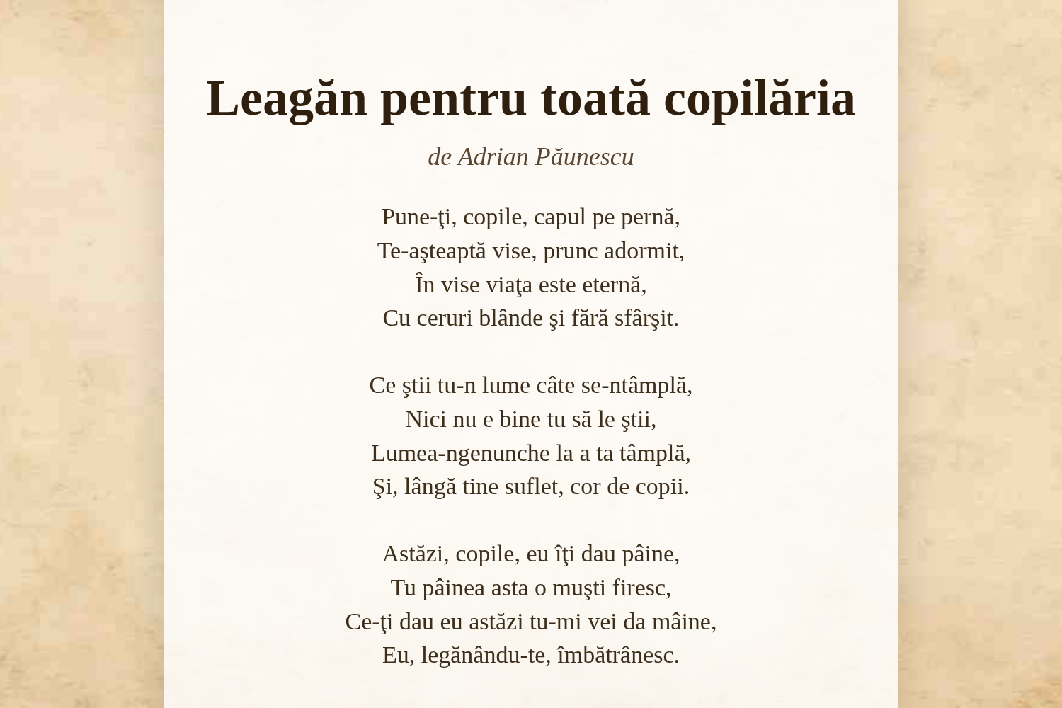 Leagăn pentru toată copilăria