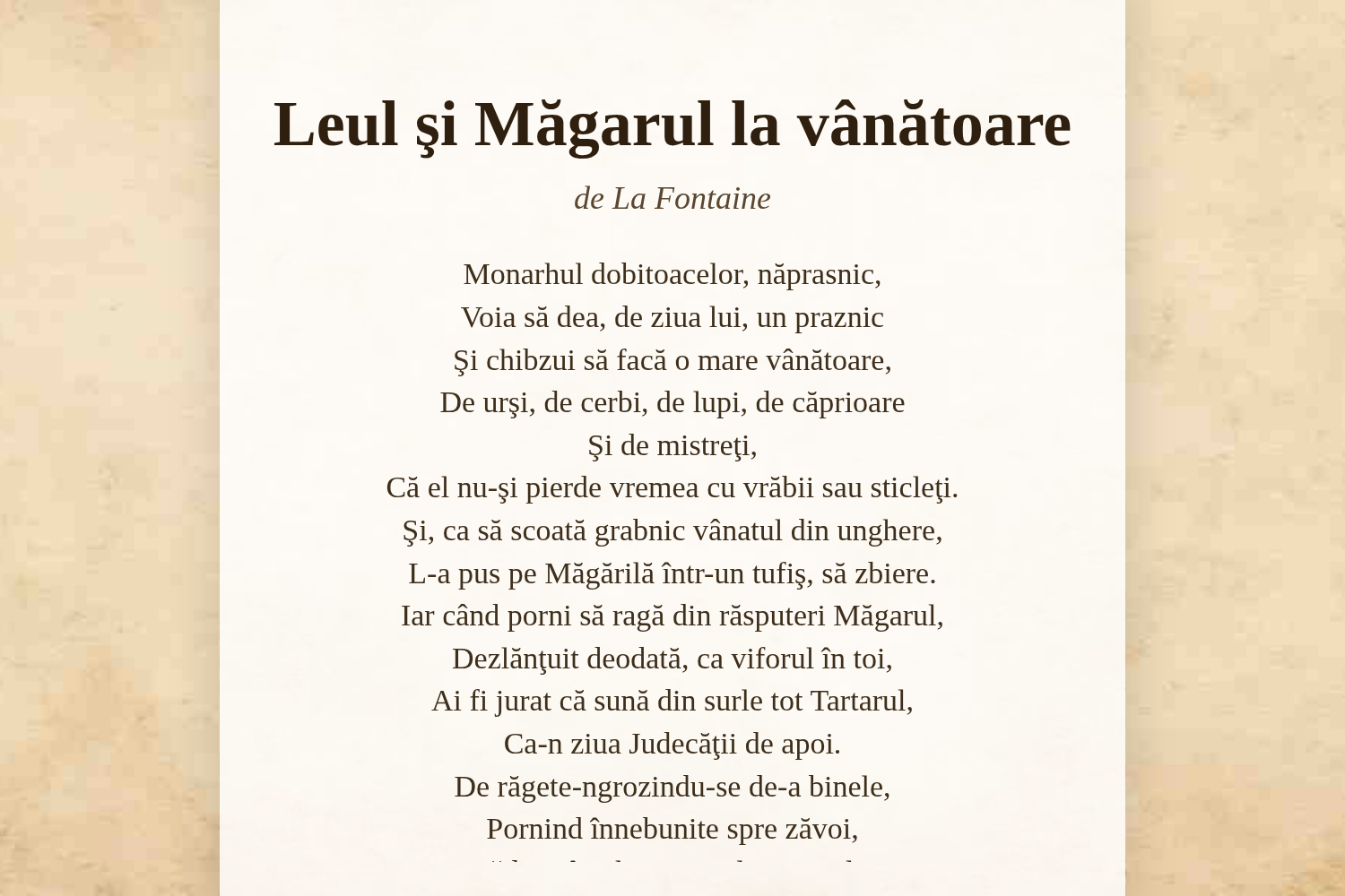 Leul şi Măgarul la vânătoare