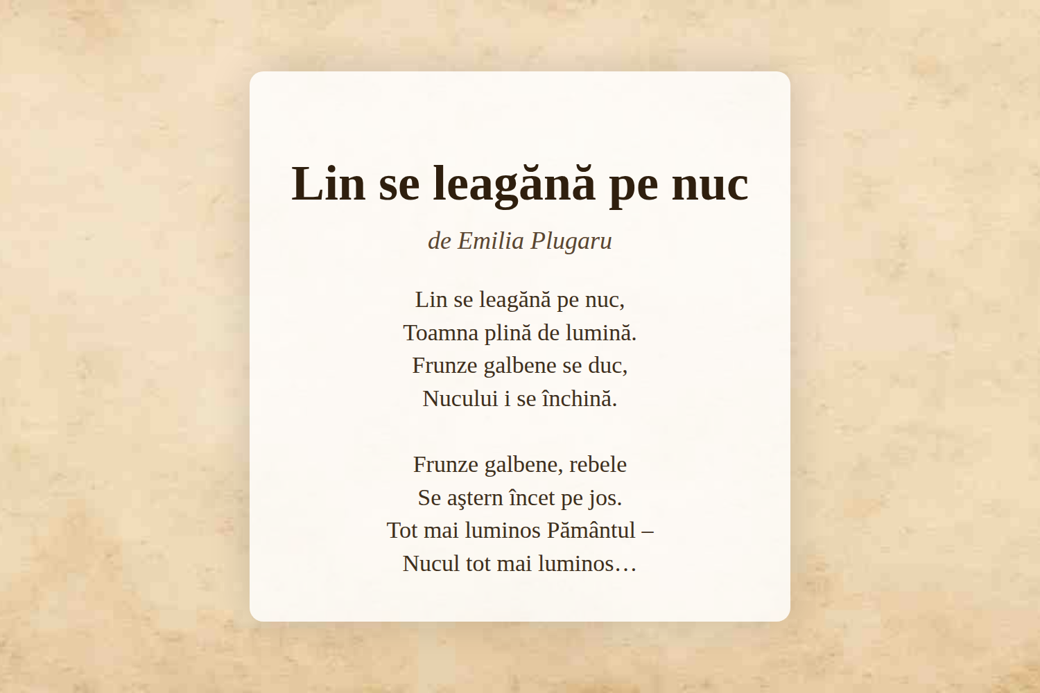 Lin se leagănă pe nuc