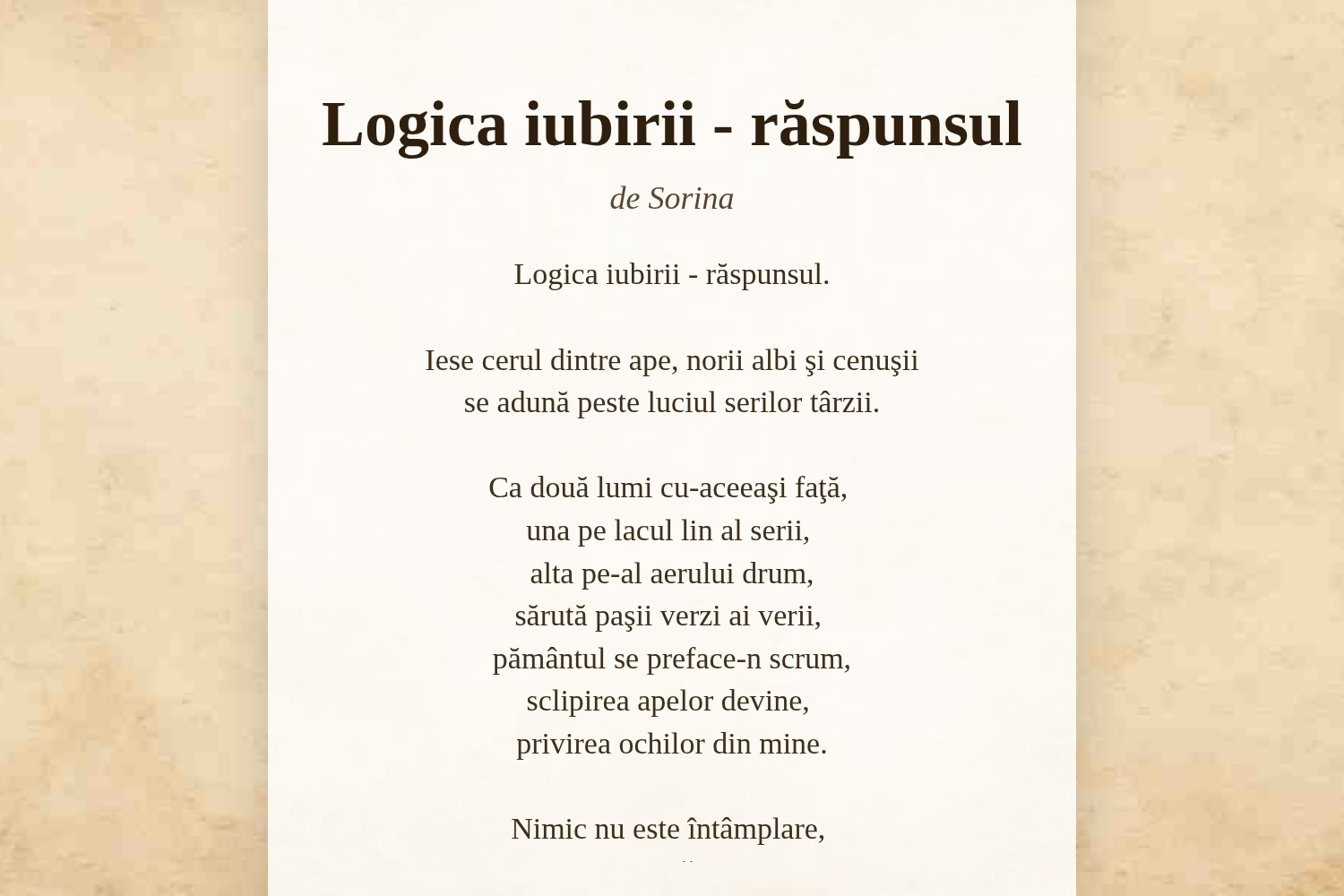 Logica iubirii - răspunsul