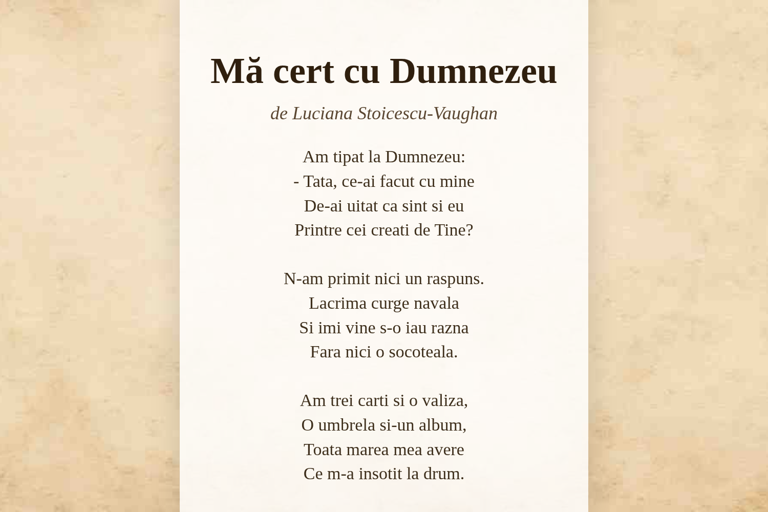 Mă cert cu Dumnezeu