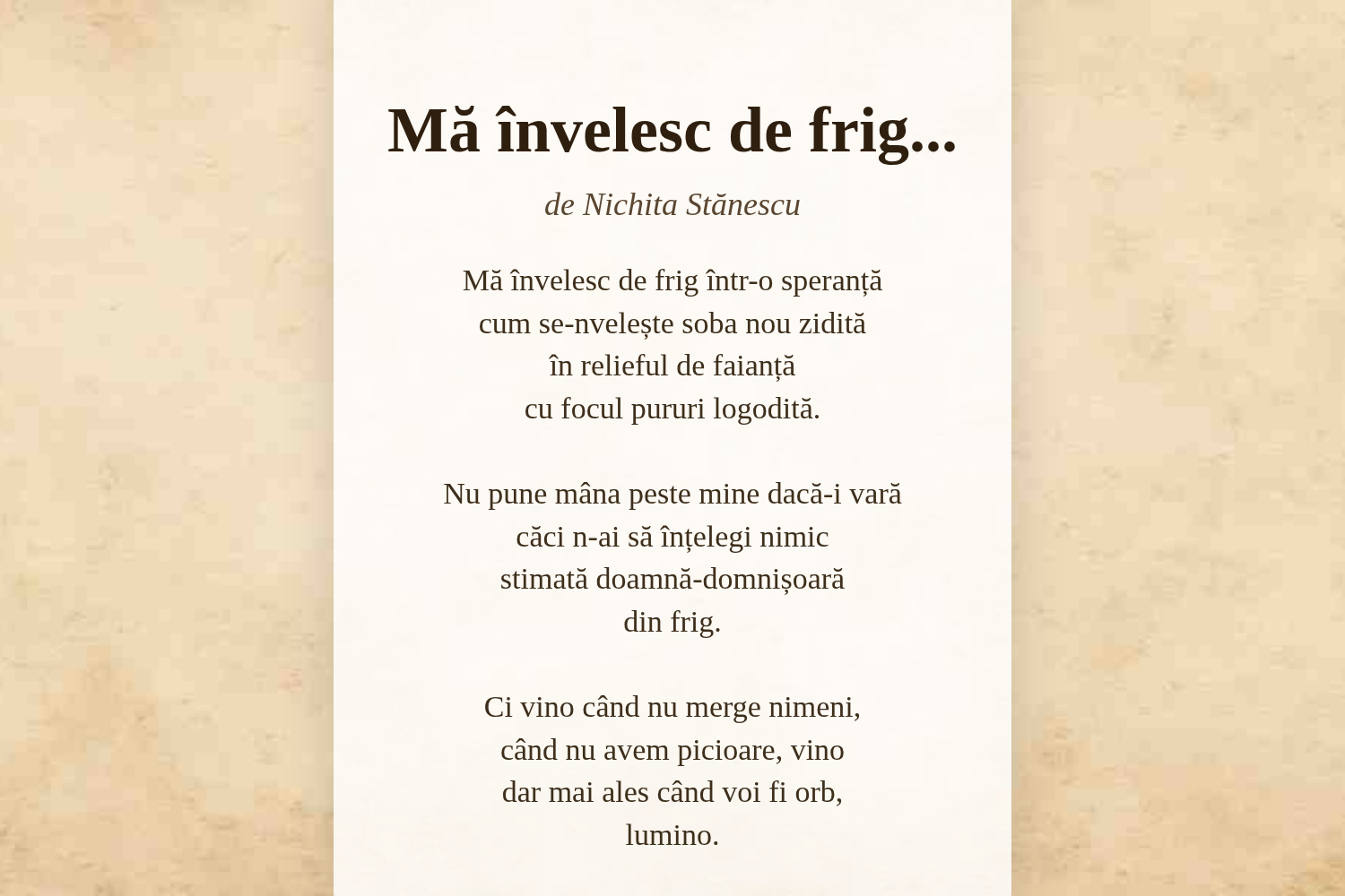 Mă învelesc de frig...
