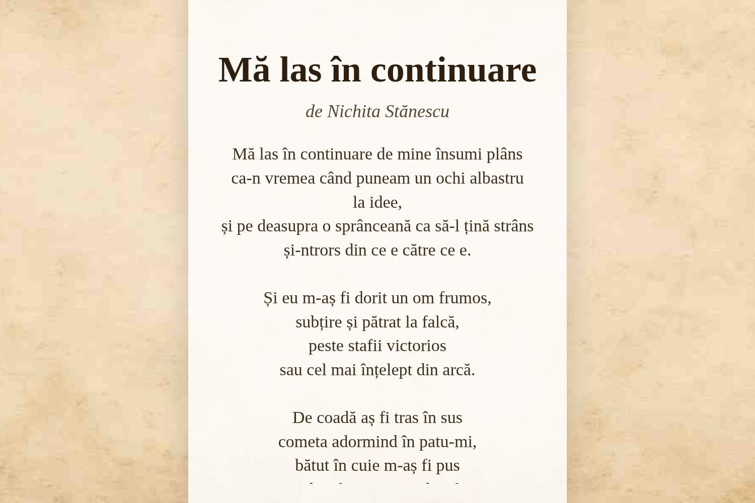 Mă las în continuare