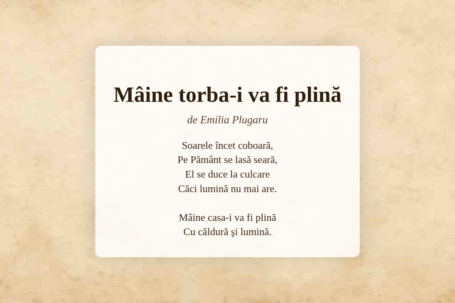 Mâine torba-i va fi plină