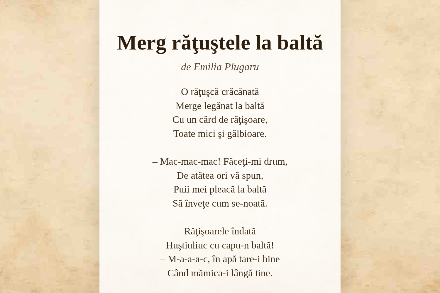 Merg răţuştele la baltă