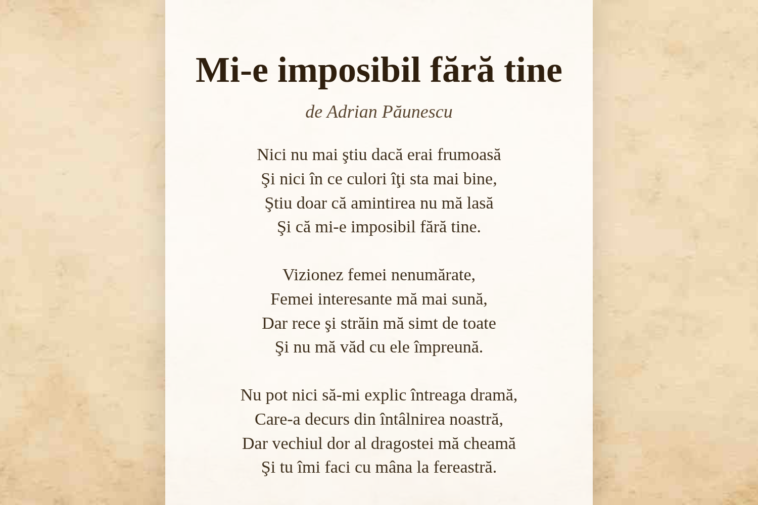 Mi-e imposibil fără tine