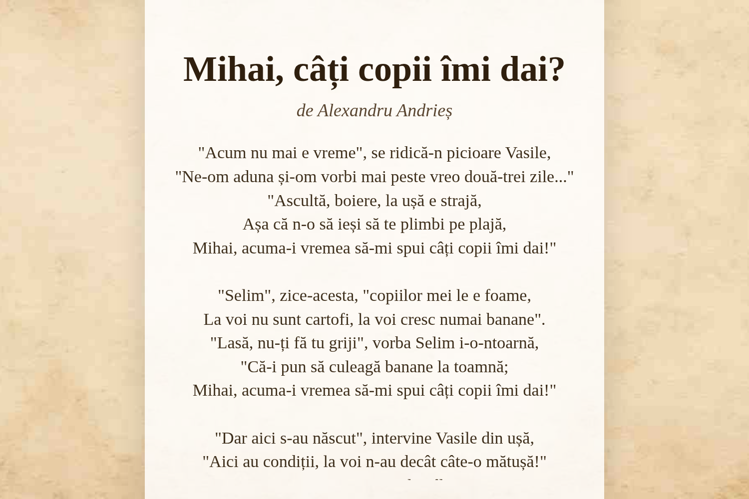 Mihai, câți copii îmi dai?