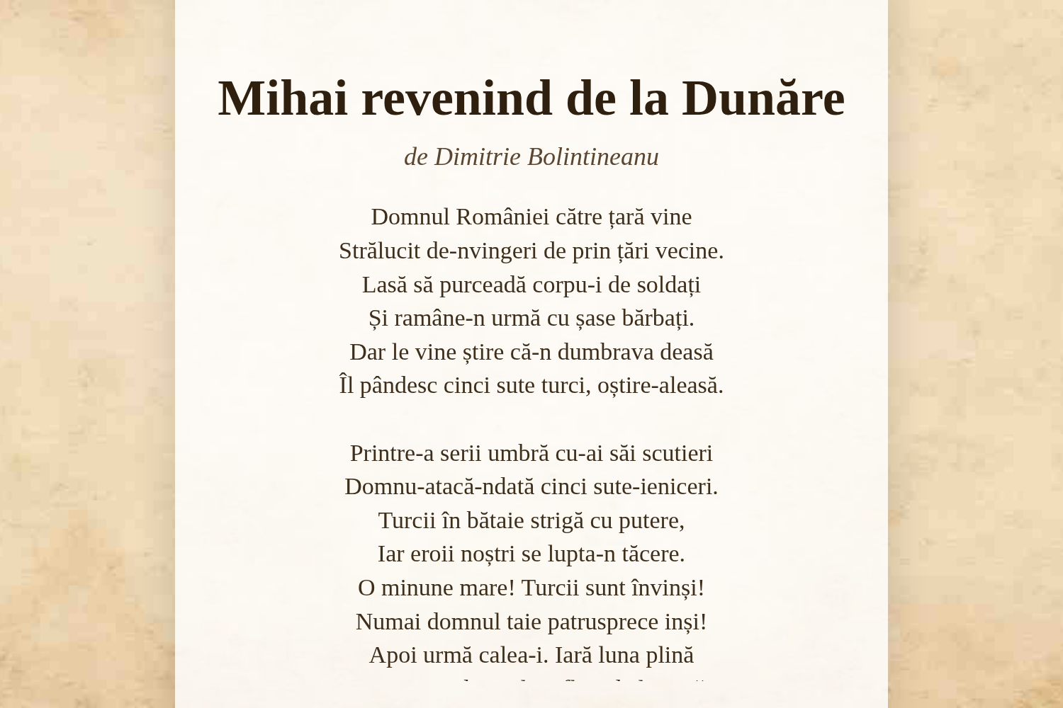 Mihai revenind de la Dunăre
