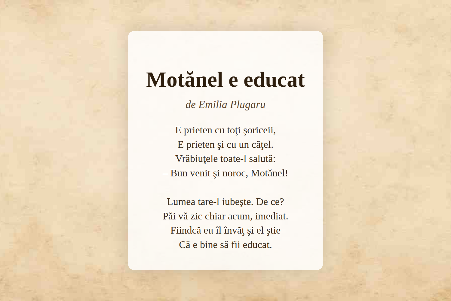 Motănel e educat