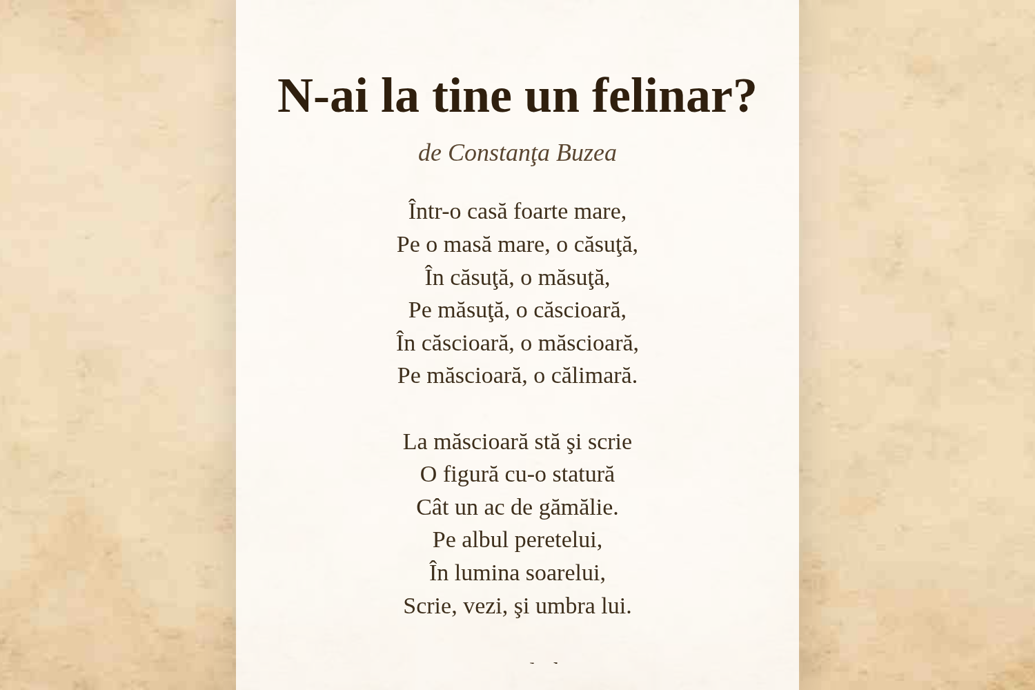 N-ai la tine un felinar?