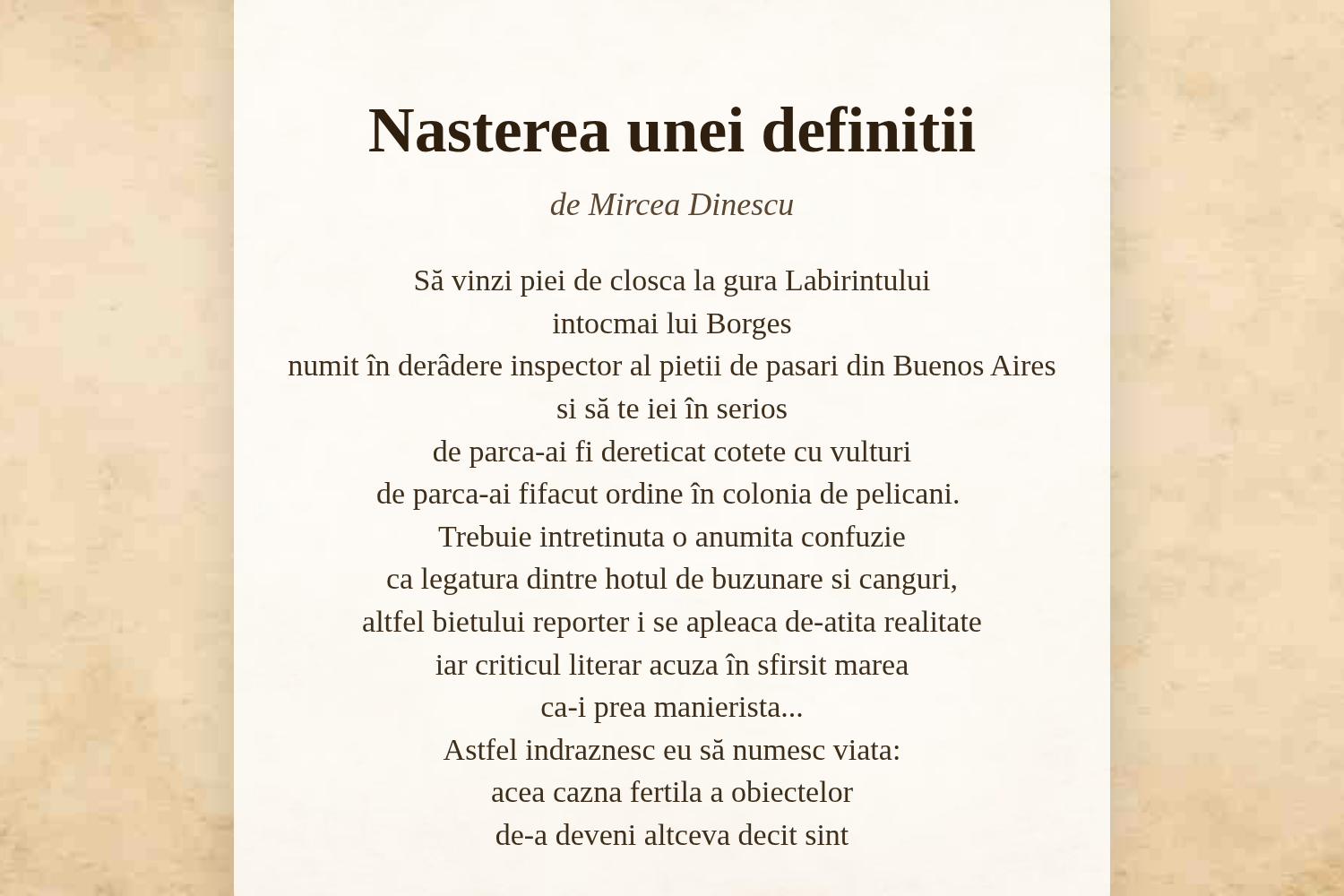 Nasterea unei definitii