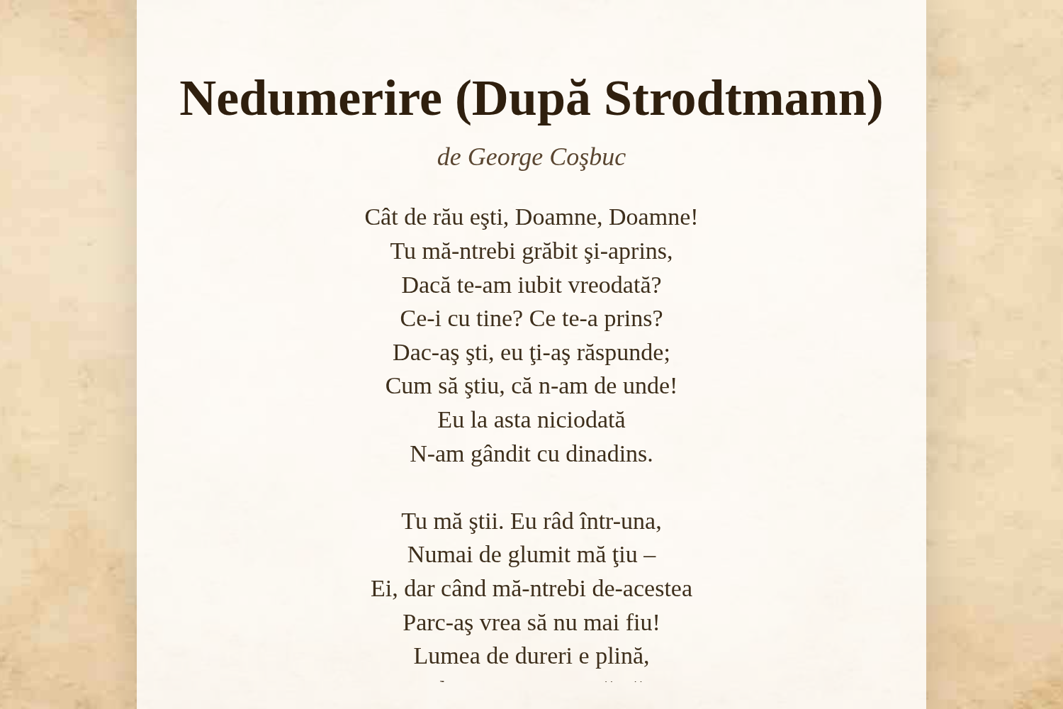 Nedumerire (După Strodtmann)