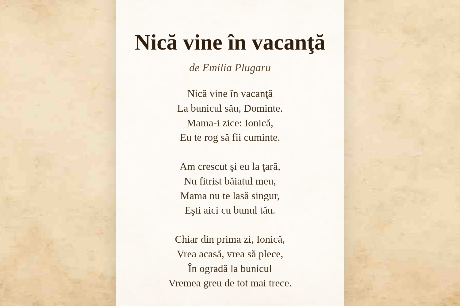 Nică vine în vacanţă