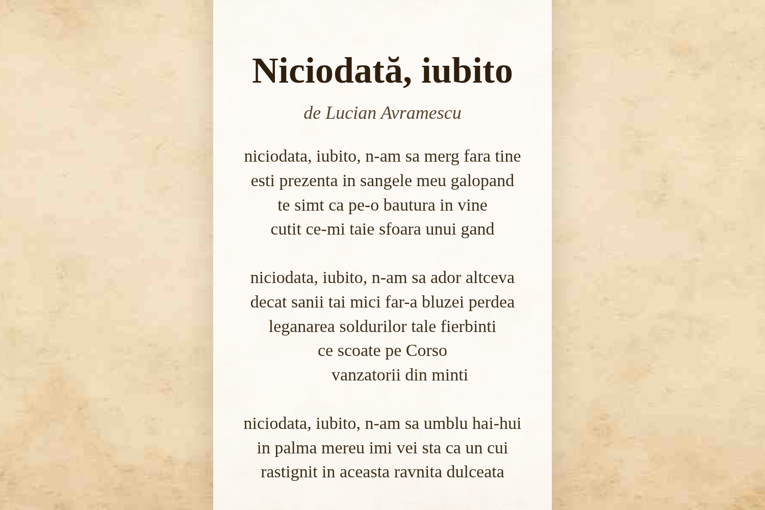 Niciodată, iubito