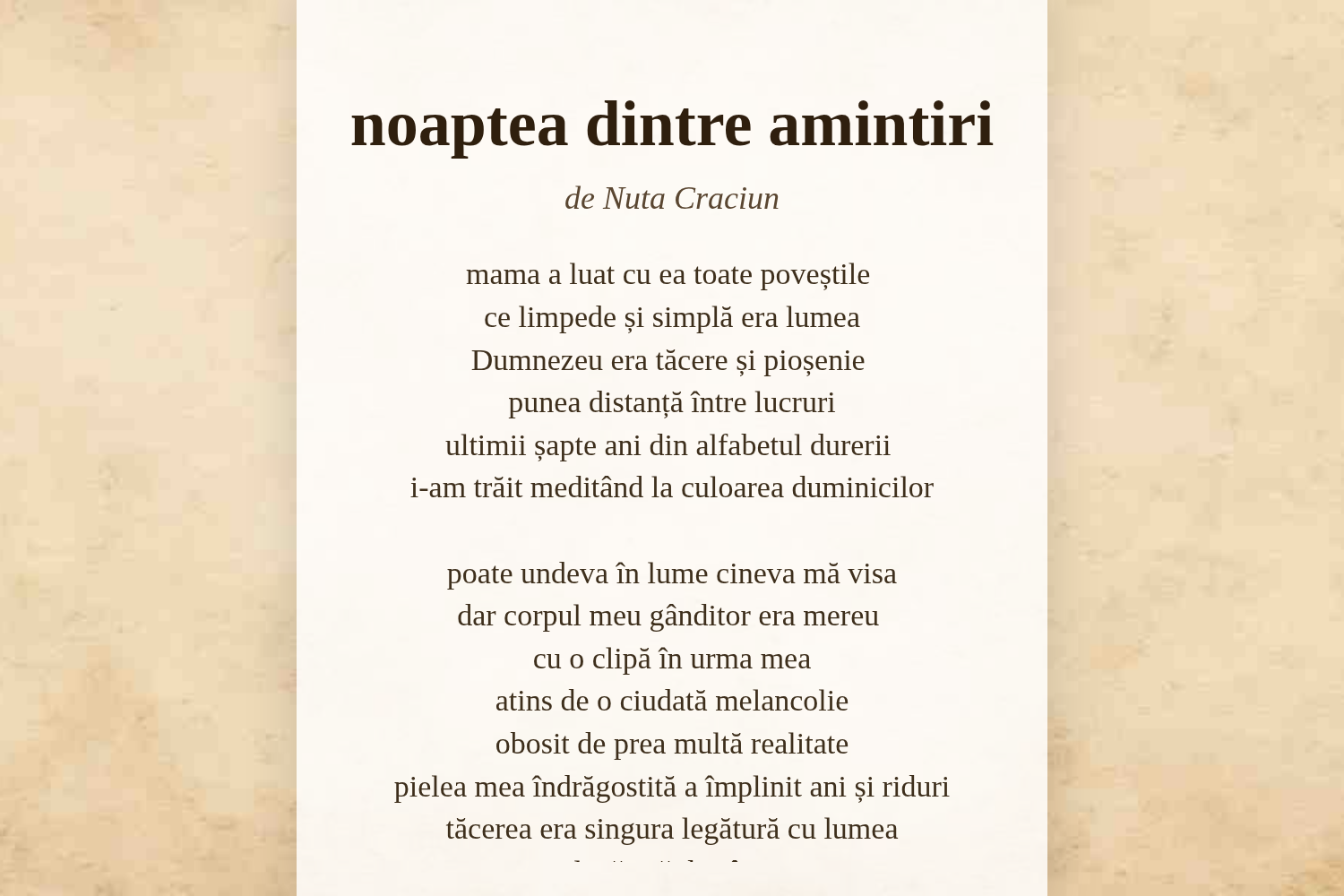 noaptea dintre amintiri