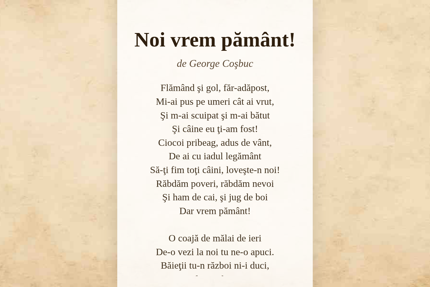 Noi vrem pământ!