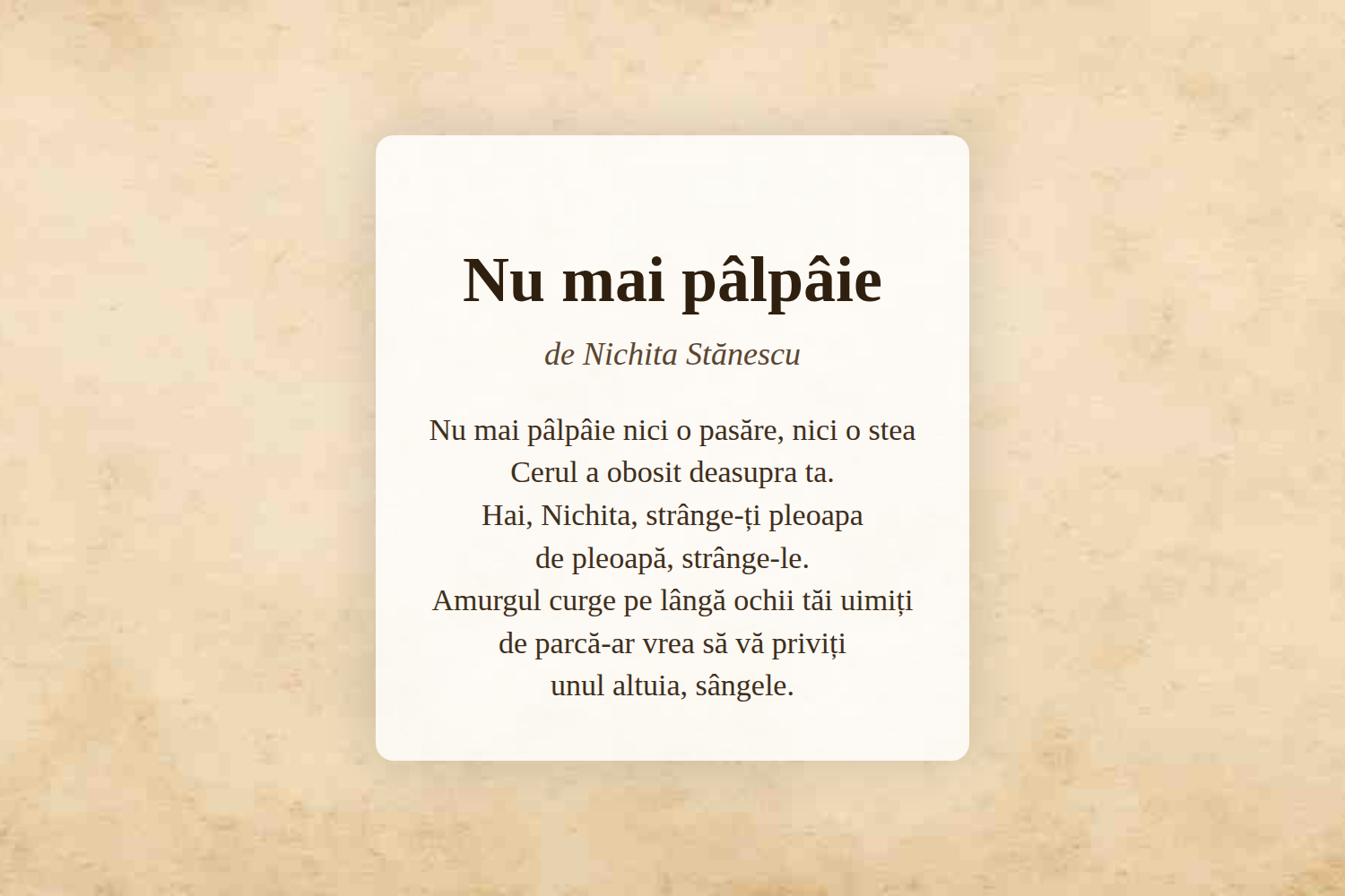 Nu mai pâlpâie