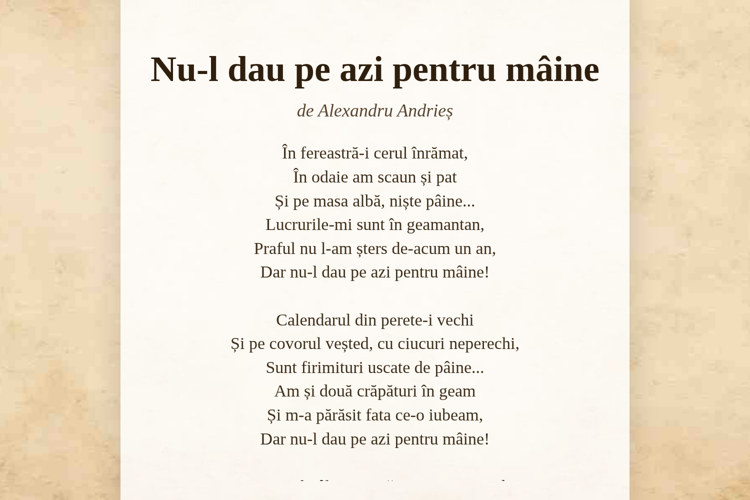 Nu-l dau pe azi pentru mâine