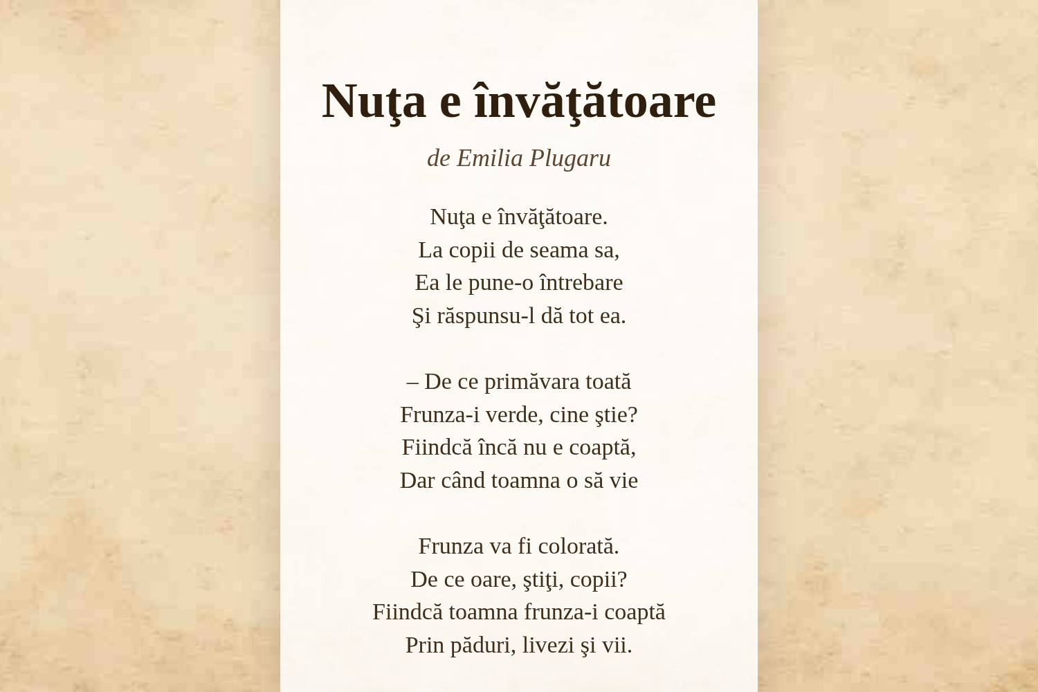 Nuţa e învăţătoare