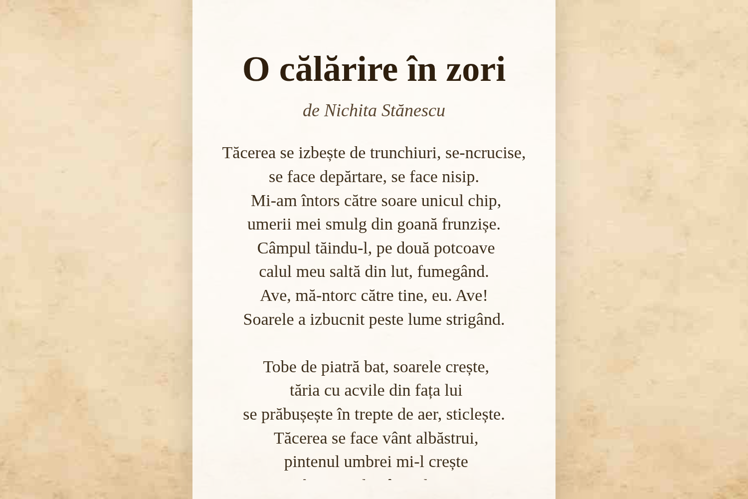 O călărire în zori