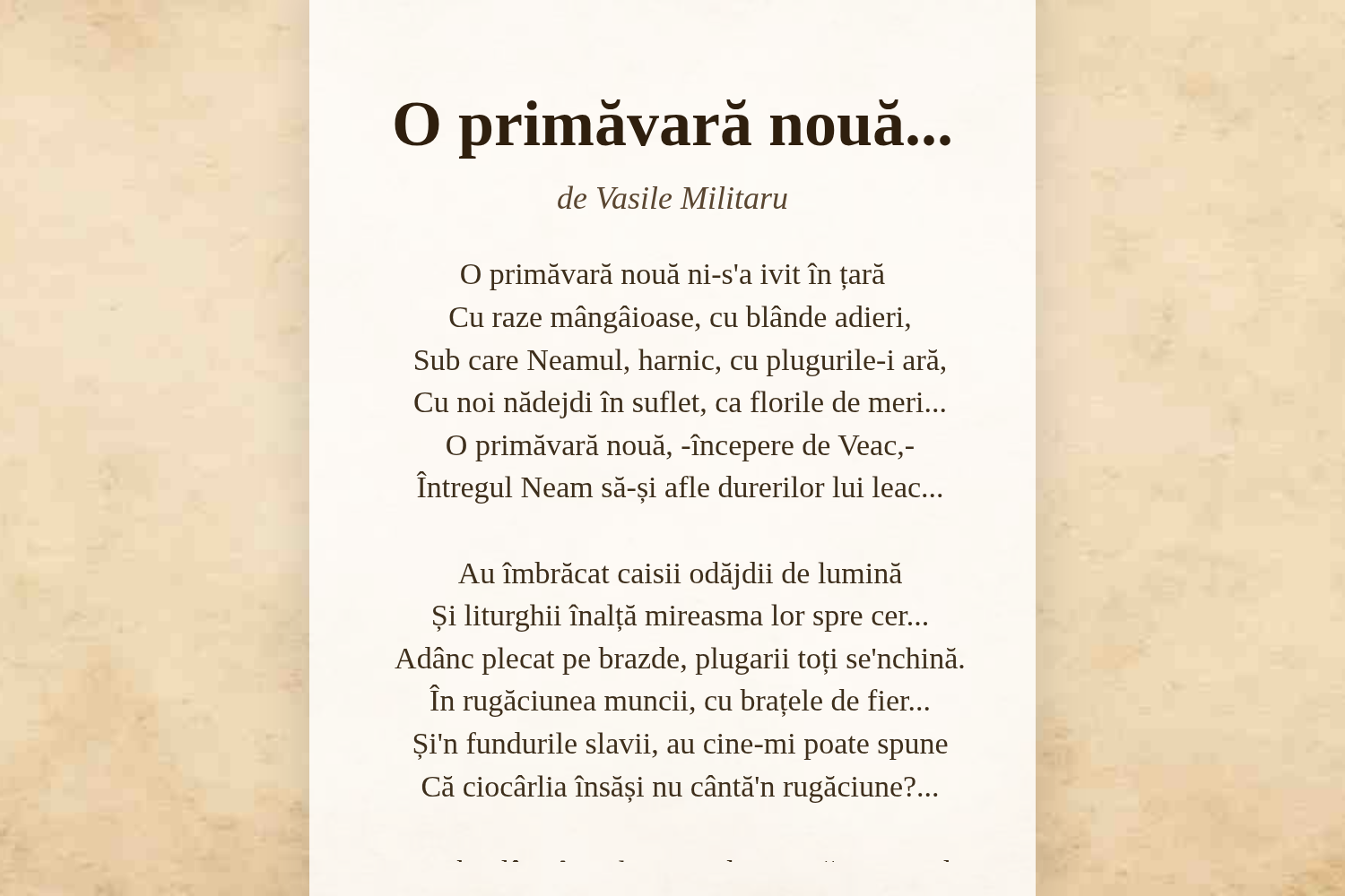 O primăvară nouă...