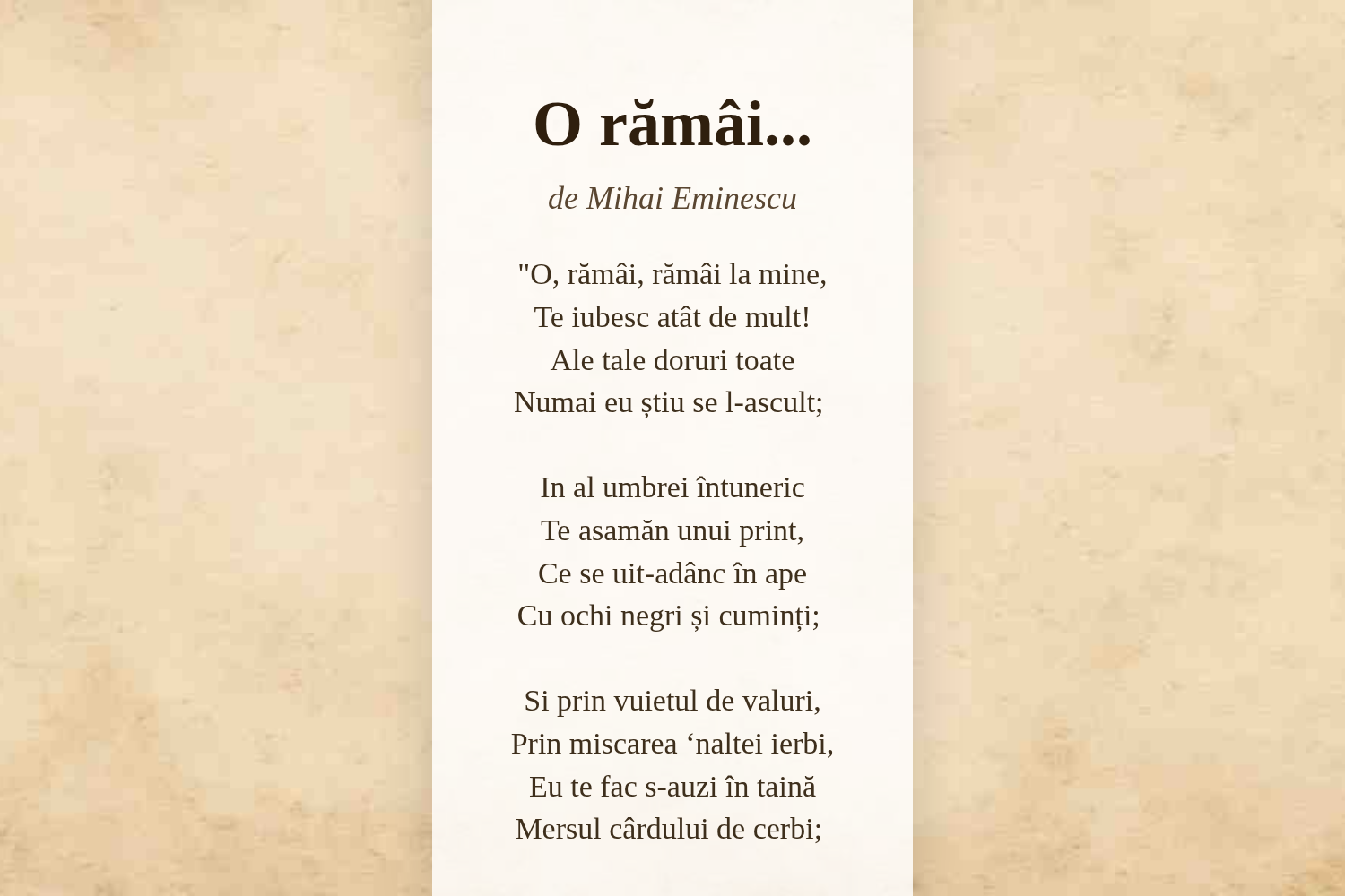 O rămâi...
