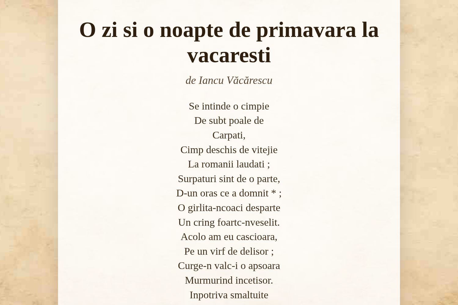 O zi si o noapte de primavara la vacaresti