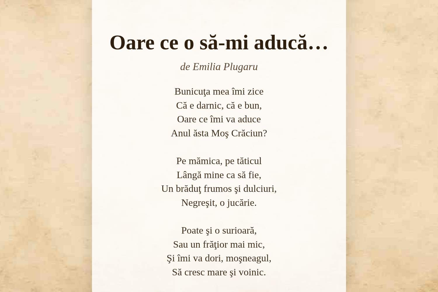 Oare ce o să-mi aducă…