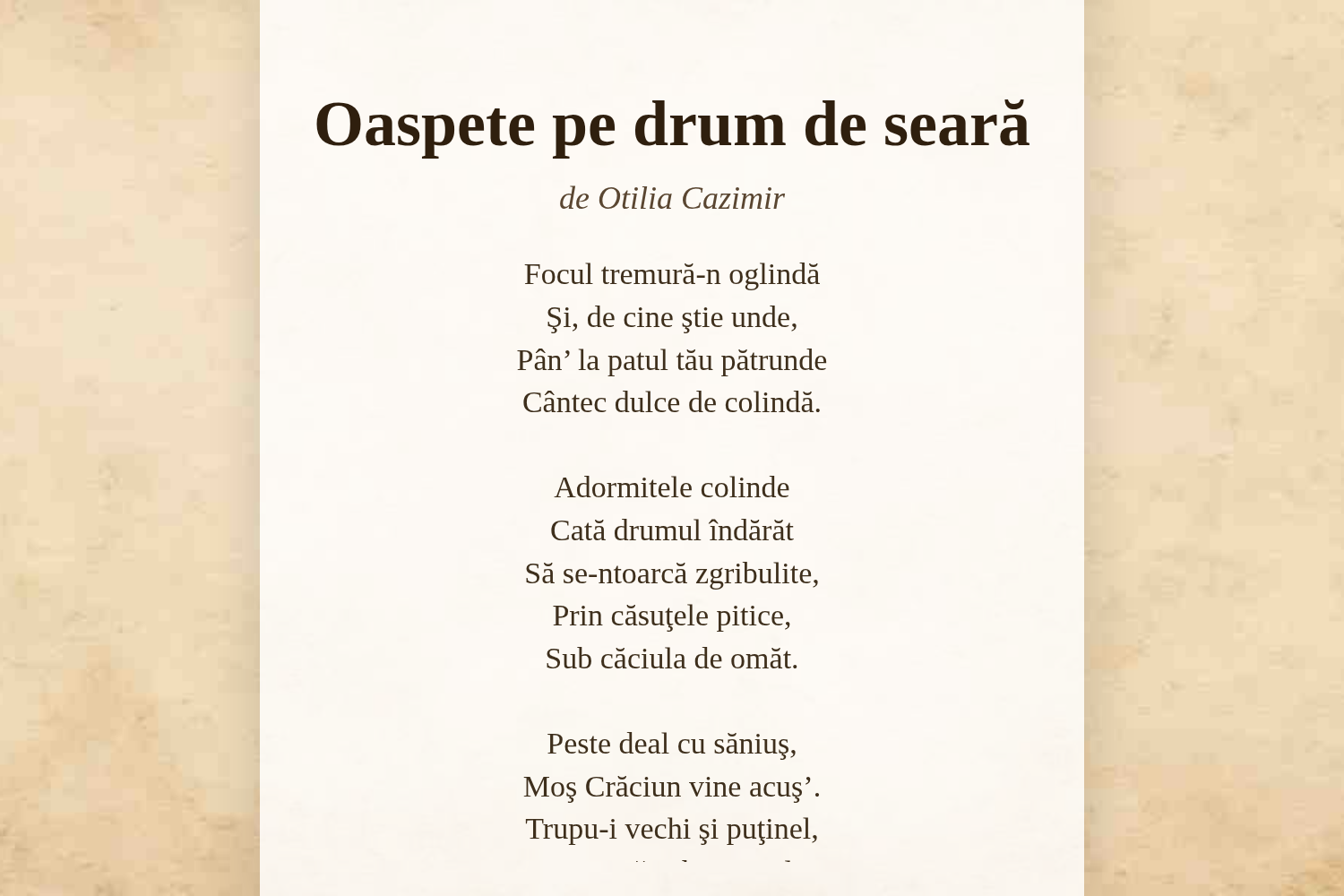 Oaspete pe drum de seară