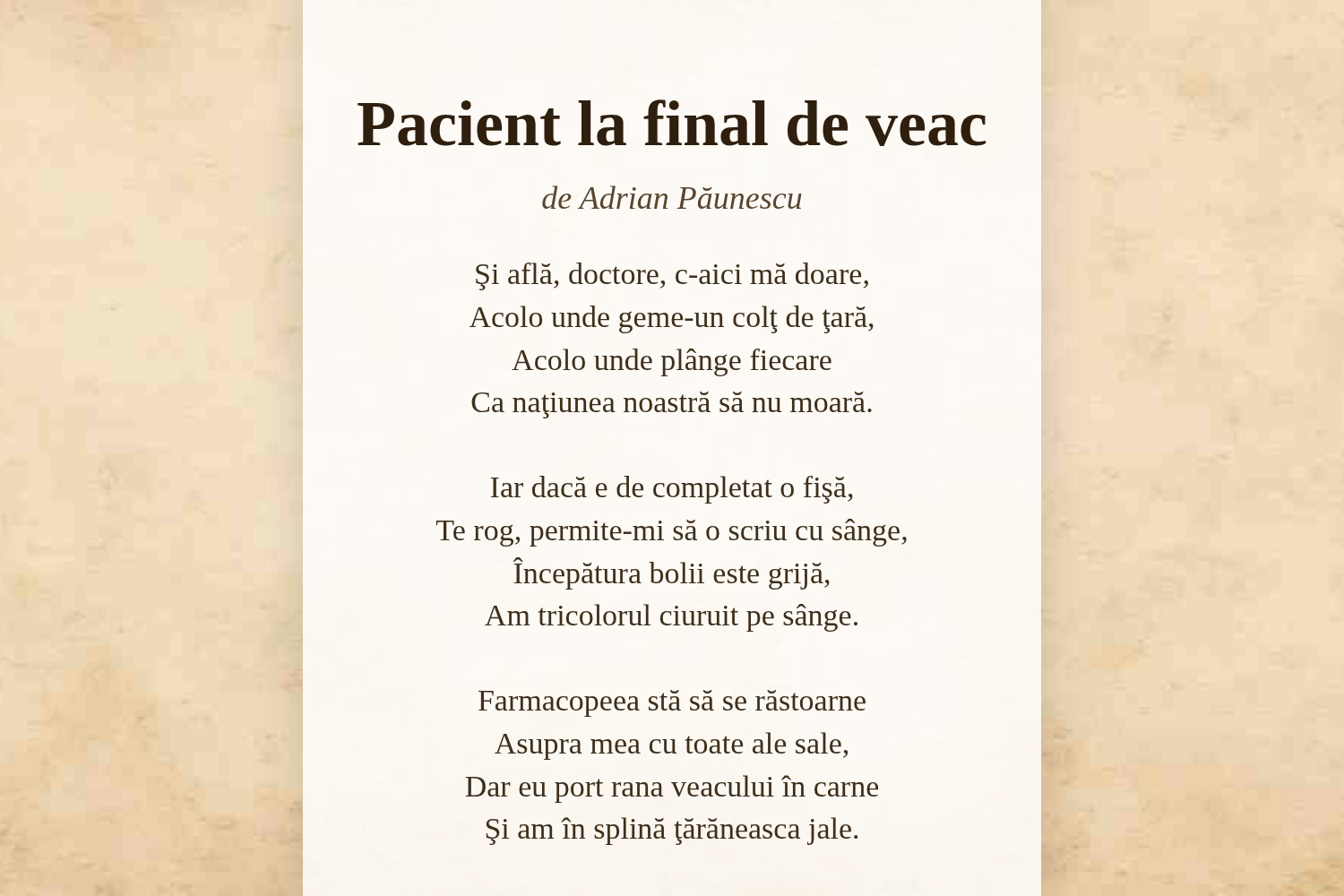 Pacient la final de veac