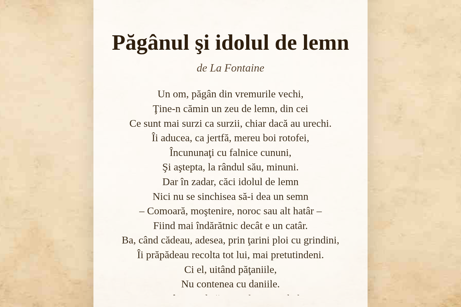 Păgânul şi idolul de lemn
