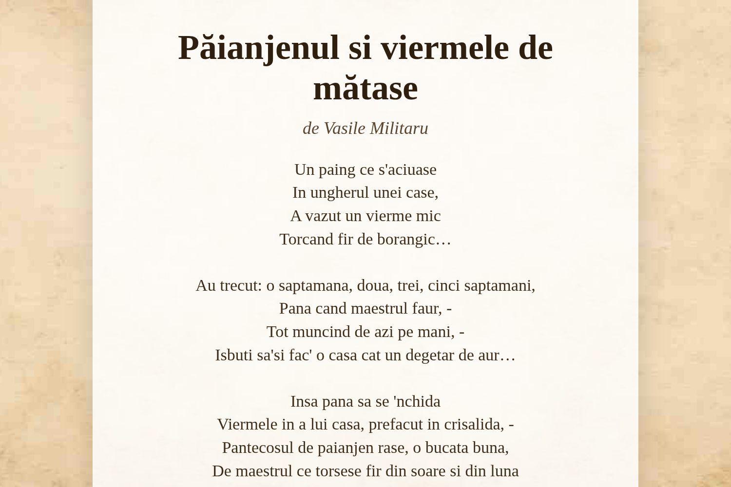 Păianjenul si viermele de mătase