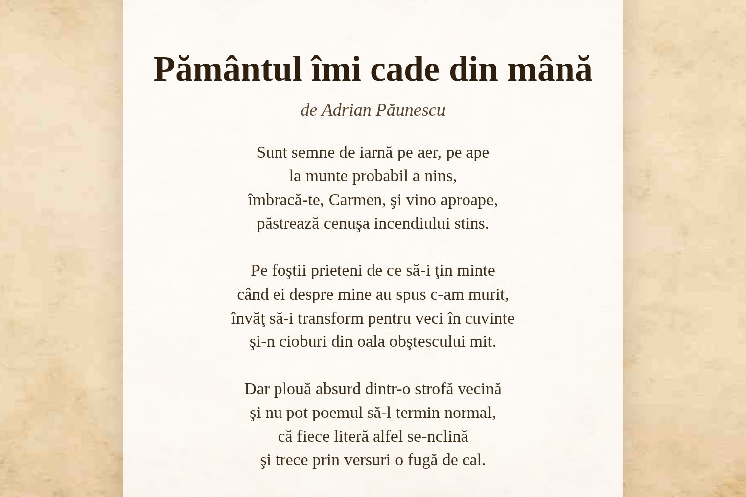 Pământul îmi cade din mână