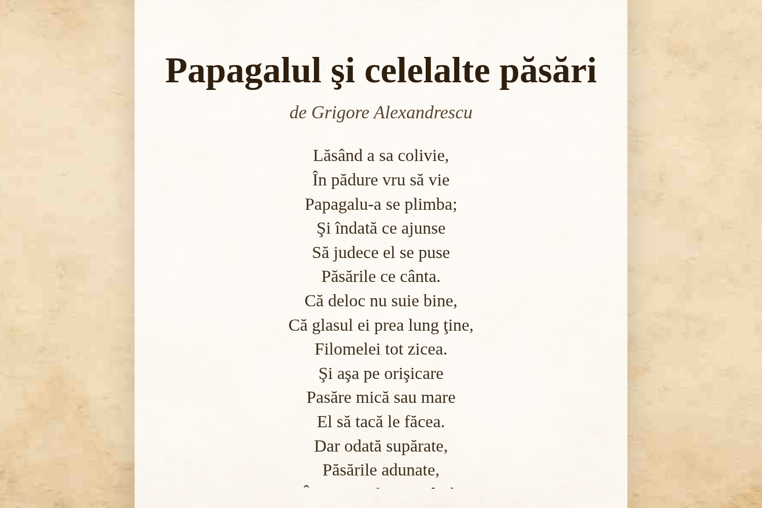 Papagalul şi celelalte păsări